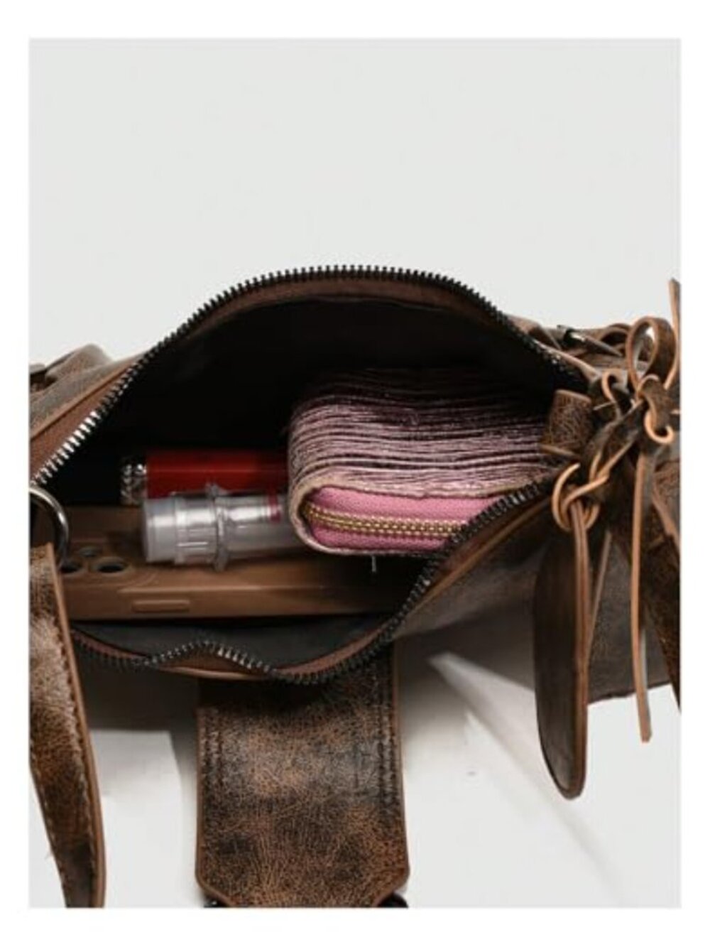 Y2K Hobo Shoulder Bag PU Leather with Coin Purse Buckle Western Vintage Handbag - Picture 5 of 5